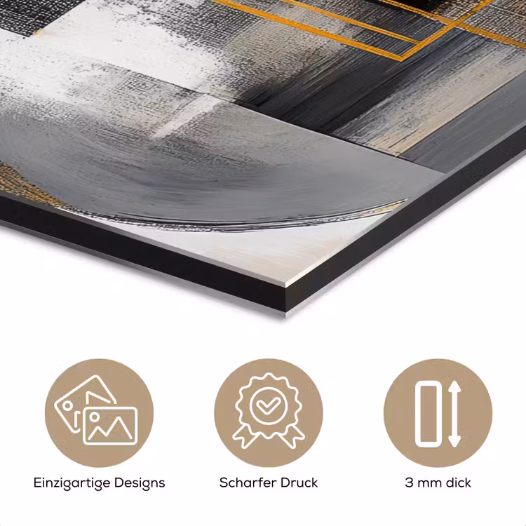 Abstract - Goud - Zilver - Vormen - Aesthetic - Modern aluminium wit klein -closeup_DE
