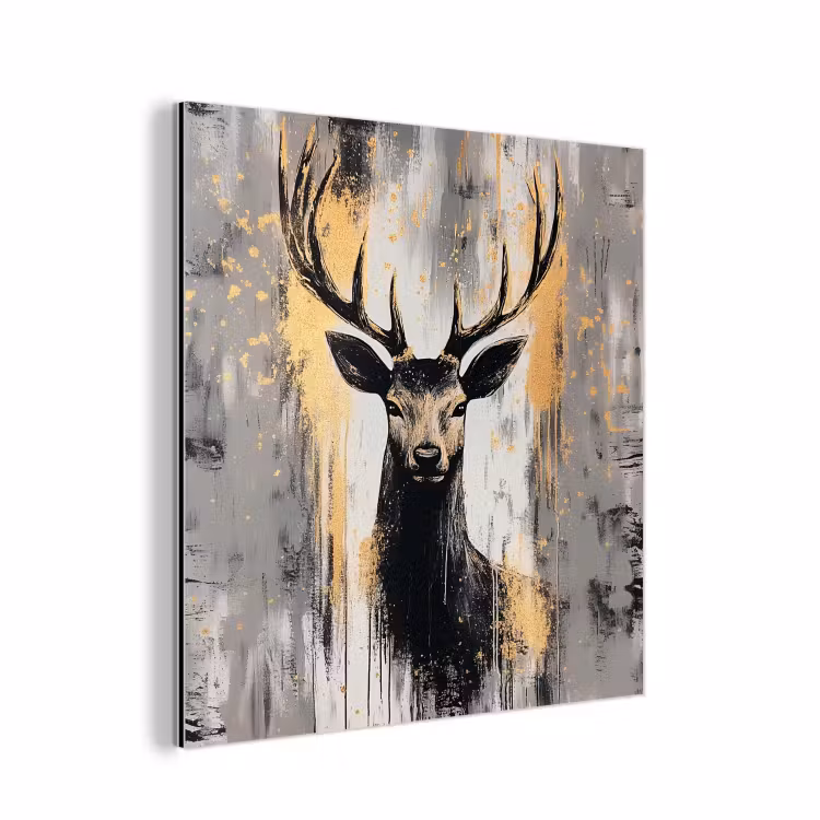 Abstract - Hert - Gewei - Goud aluminium wit klein -3d