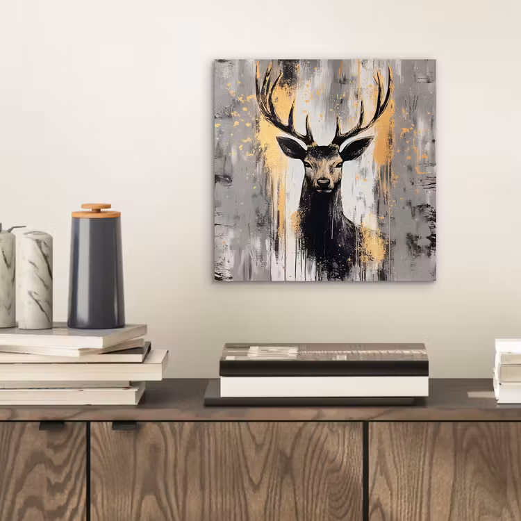 Abstract - Hert - Gewei - Goud aluminium wit klein -sfeer1