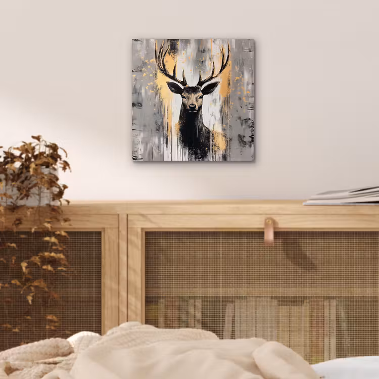 Abstract - Hert - Gewei - Goud aluminium wit klein -sfeer3