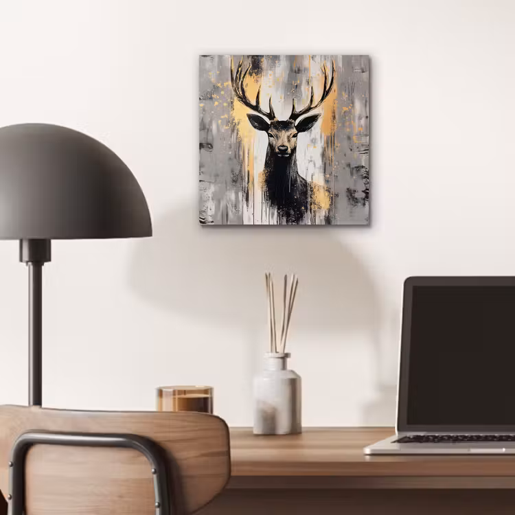 Abstract - Hert - Gewei - Goud aluminium wit klein -sfeer5
