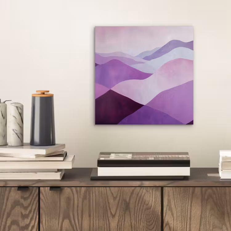 Abstract - Heuvels - Landschap - Paars aluminium wit klein -sfeer1