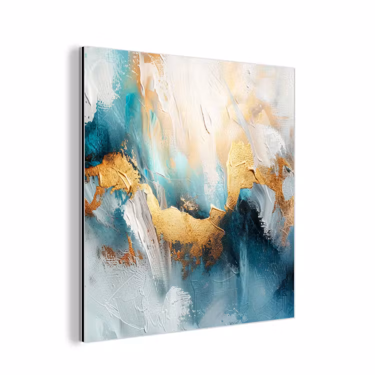 Abstract - Kunst - Gold - Blauw aluminium wit klein -3d