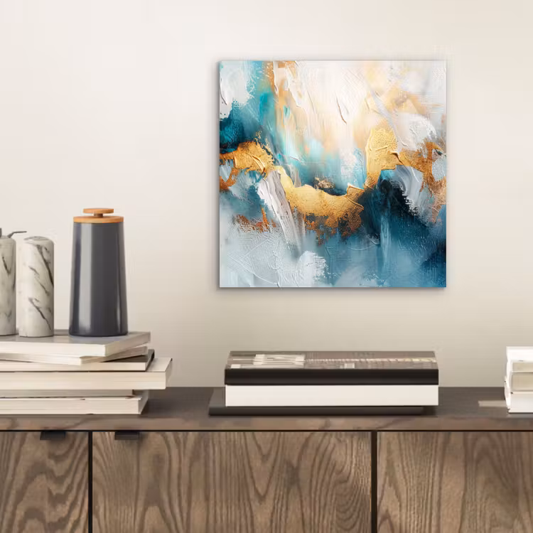 Abstract - Kunst - Gold - Blauw aluminium wit klein -sfeer1