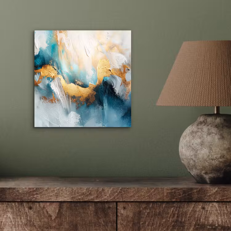 Abstract - Kunst - Gold - Blauw aluminium wit klein -sfeer2