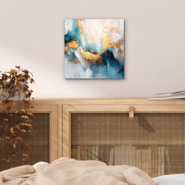 Abstract - Kunst - Gold - Blauw aluminium wit klein -sfeer3