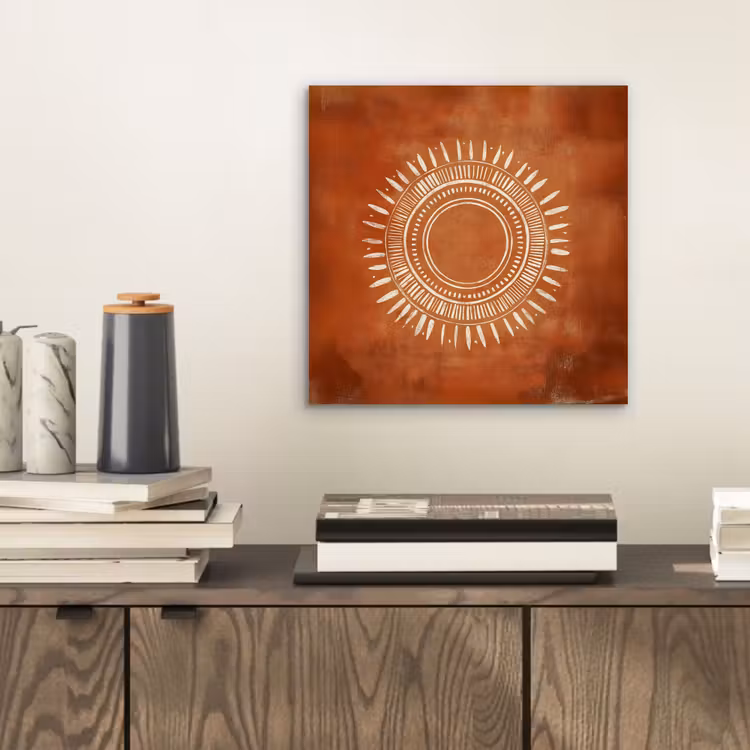 Abstract - Lijnen - Zonnestralen - Roodbruin aluminium wit klein -sfeer1