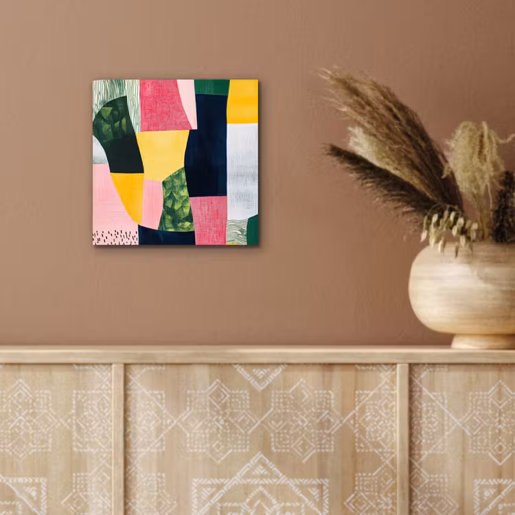 Abstract - Roze - Lappen - Vormen - Geel aluminium wit klein -sfeer4