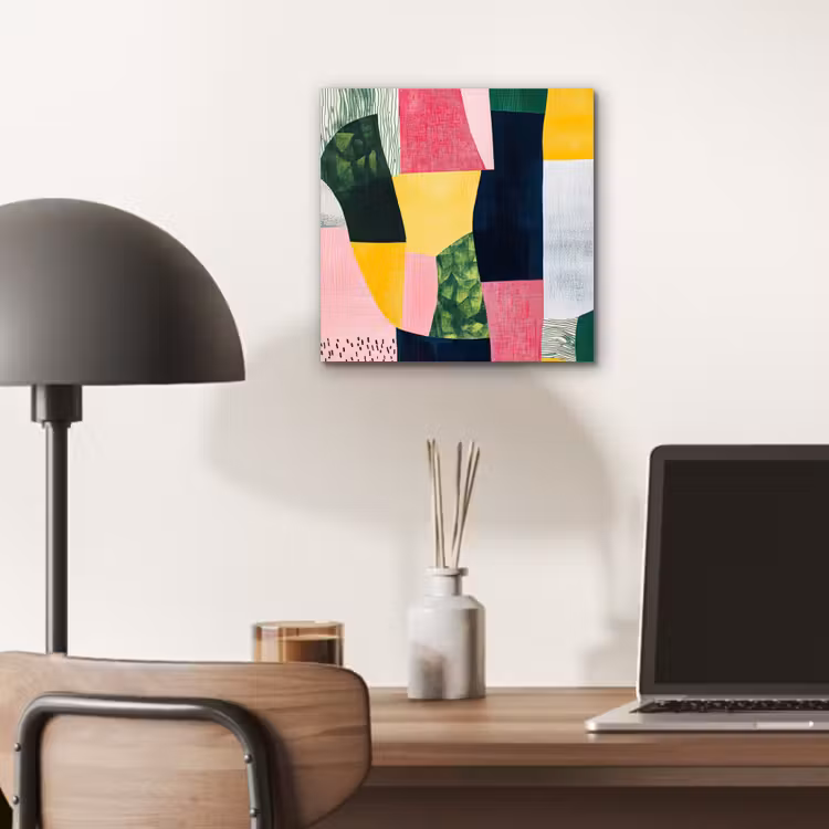 Abstract - Roze - Lappen - Vormen - Geel aluminium wit klein -sfeer5