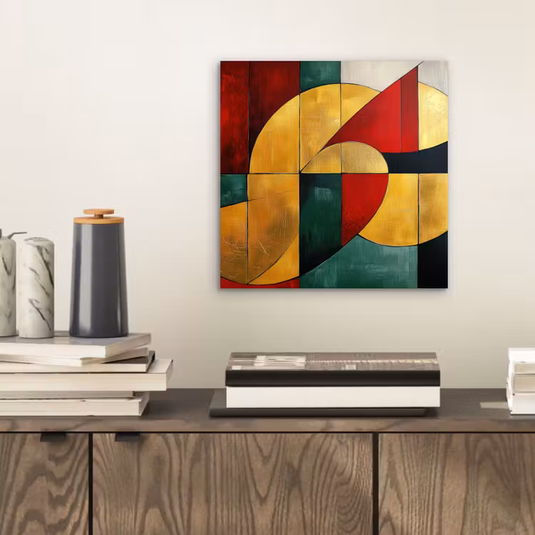 Abstract - Kerst - Goud - Rood - Groen aluminium wit klein -sfeer1
