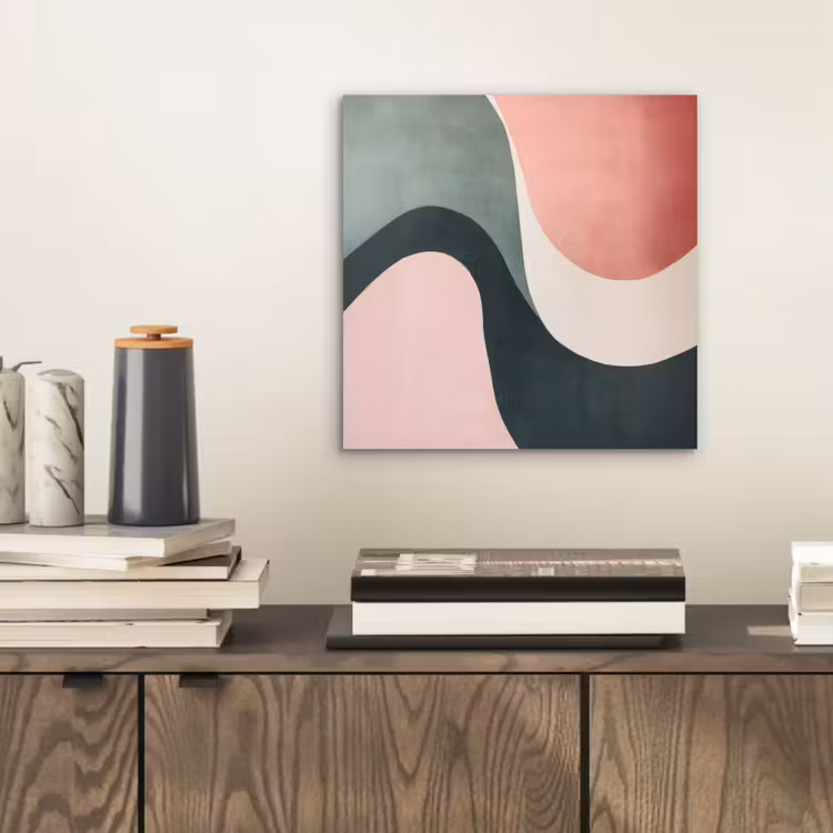 Abstract - Golven - Sierlijk - Roze aluminium wit klein -sfeer1