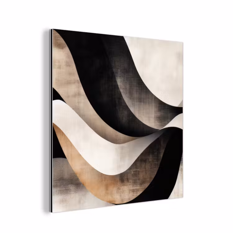 Abstract - Golven - Zwart - Verweerd aluminium wit klein -3d