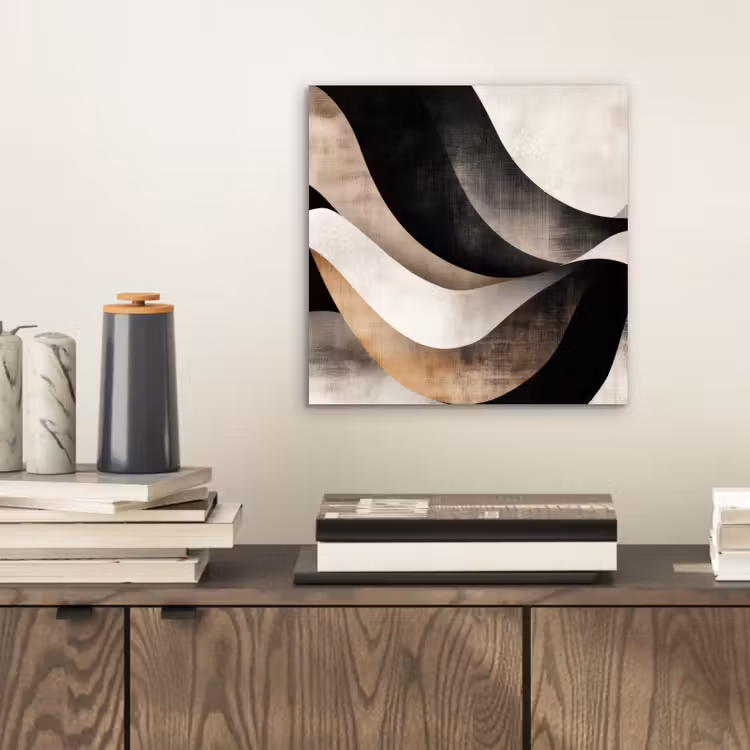 Abstract - Golven - Zwart - Verweerd aluminium wit klein -sfeer1