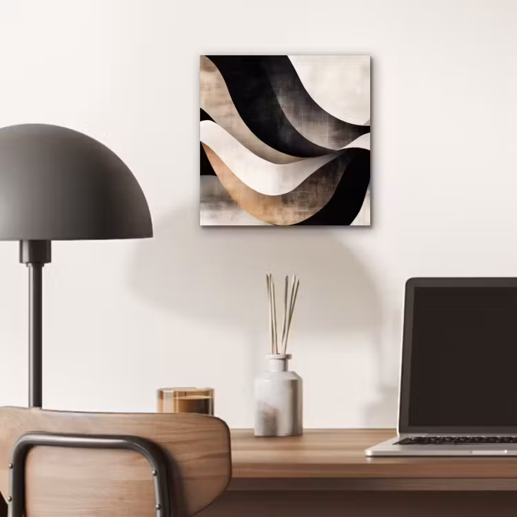 Abstract - Golven - Zwart - Verweerd aluminium wit klein -sfeer5