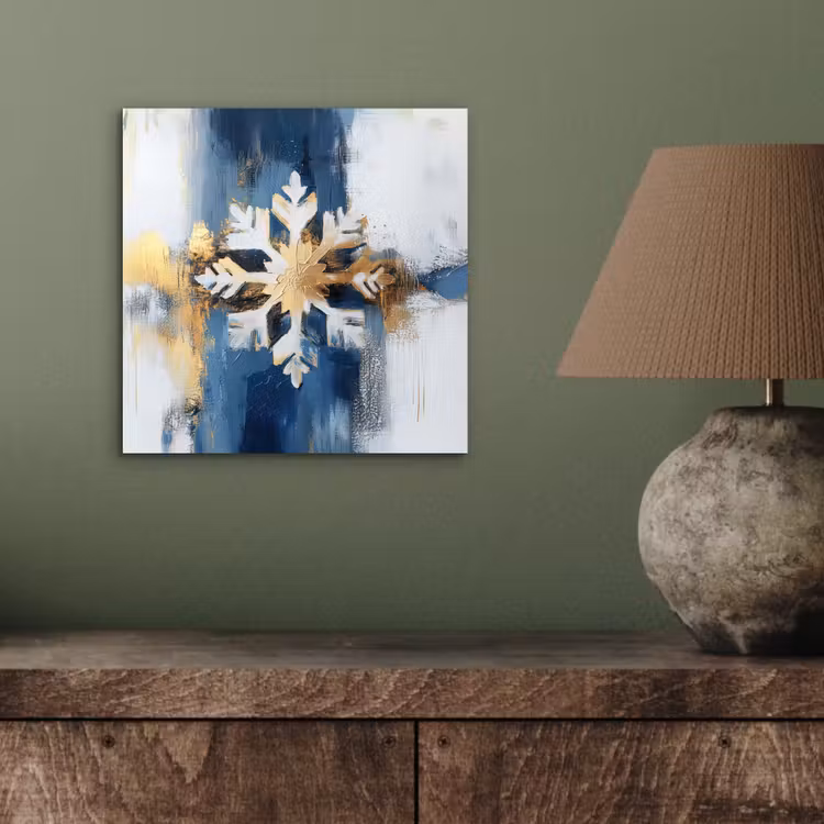 Abstract - Winter - Sneeuwvlok - Sneeuw - Goud aluminium wit klein -sfeer2