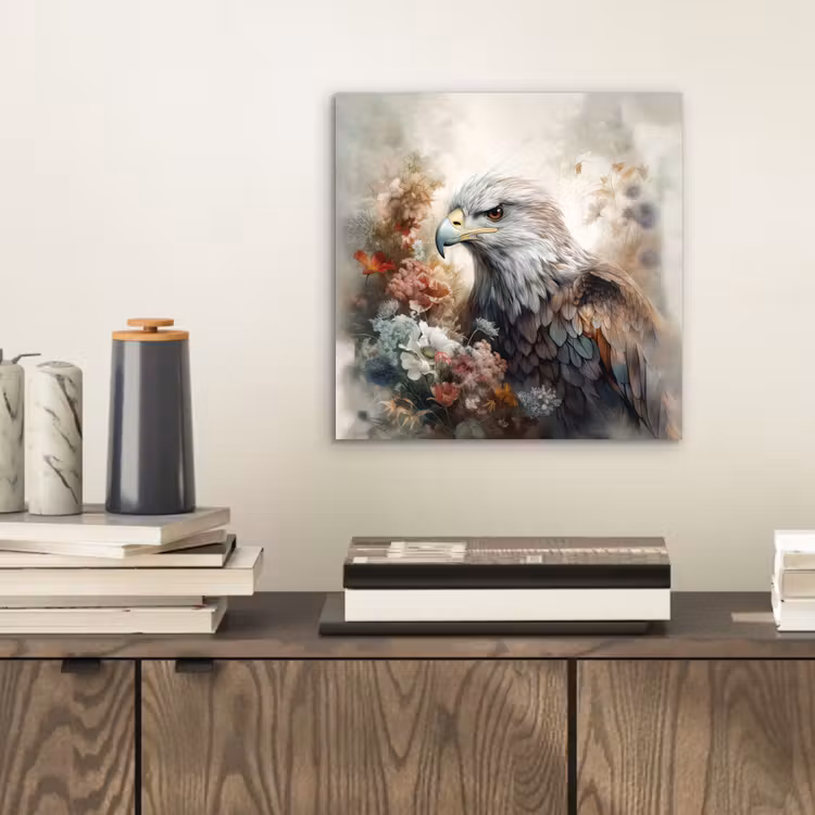 Arend - Adelaar - Vogel - Bloemen - Natuur aluminium wit klein -sfeer1