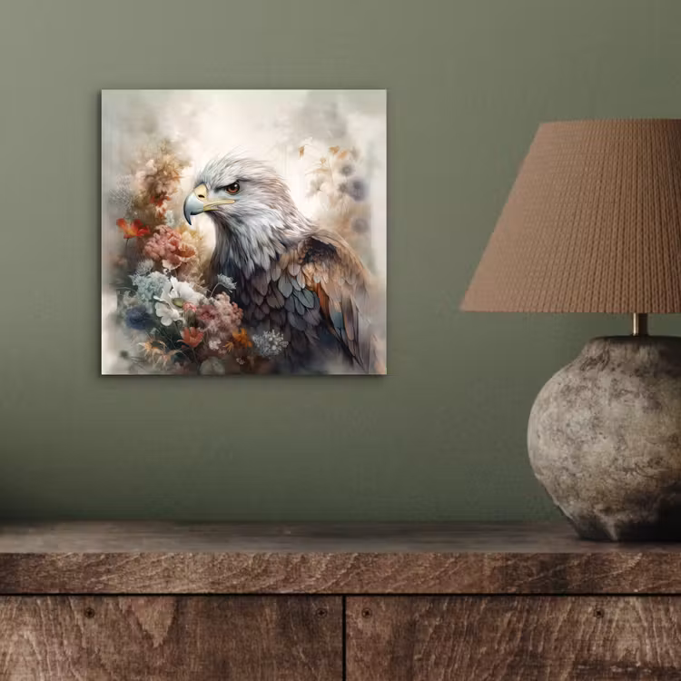Arend - Adelaar - Vogel - Bloemen - Natuur aluminium wit klein -sfeer2