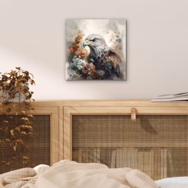 Arend - Adelaar - Vogel - Bloemen - Natuur aluminium wit klein -sfeer3