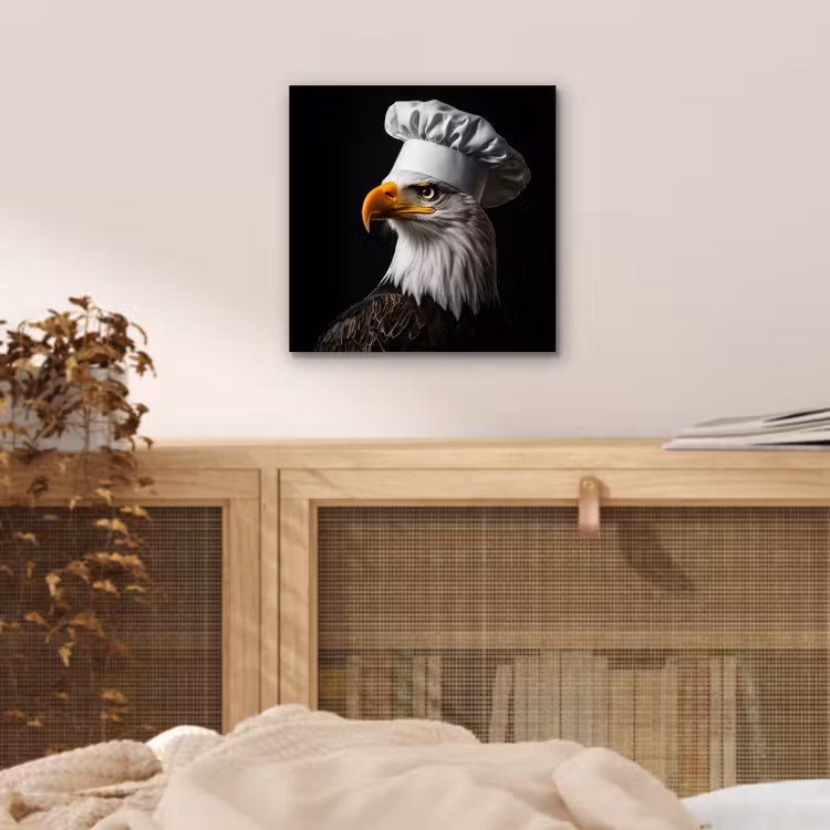 Arend -Amerika - Koksmuts - Vogel - Stoer aluminium wit klein -sfeer3