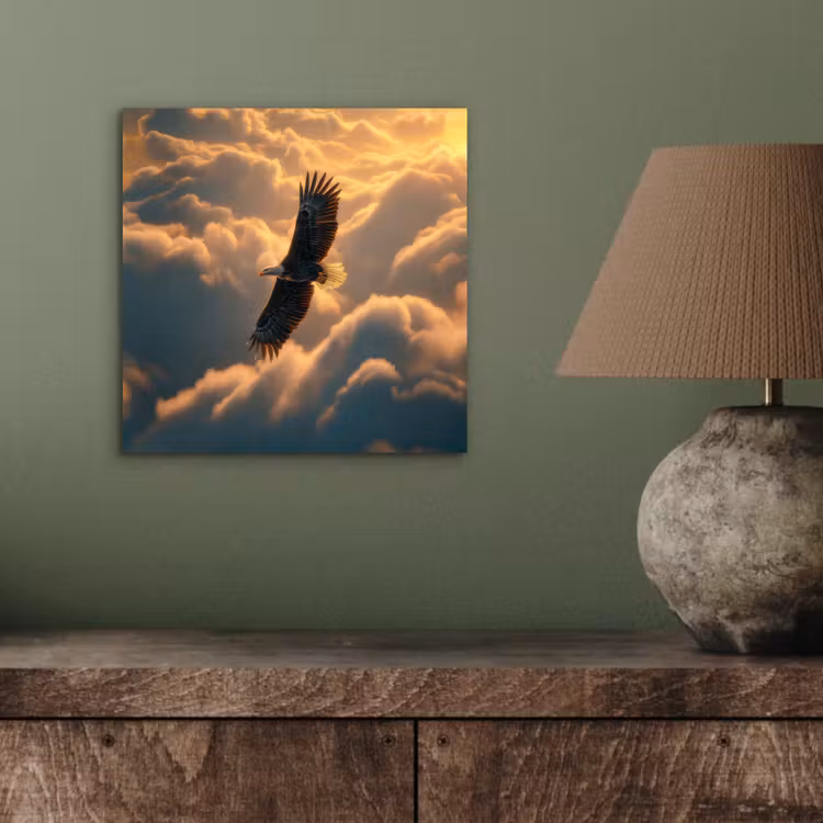Adelaar - Wolken - Zon aluminium wit klein -sfeer2