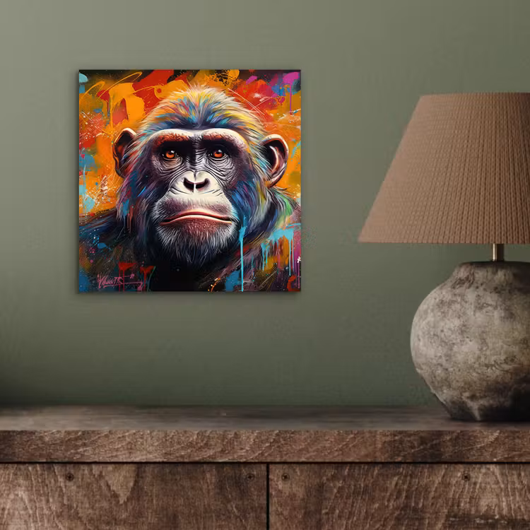 Aap - Gorilla - Graffiti - Dieren - Kleuren aluminium wit klein -sfeer2