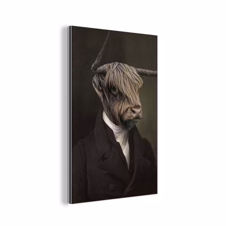 Oude Meesters - Schotse Hooglander - Dieren aluminium wit klein -3d