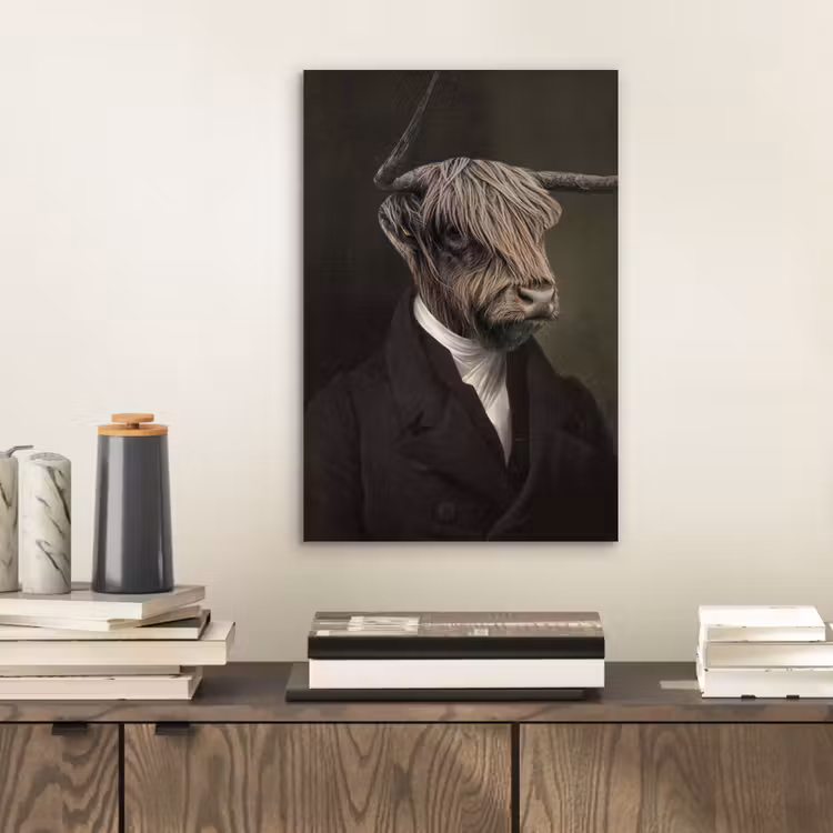 Oude Meesters - Schotse Hooglander - Dieren aluminium wit klein -sfeer1