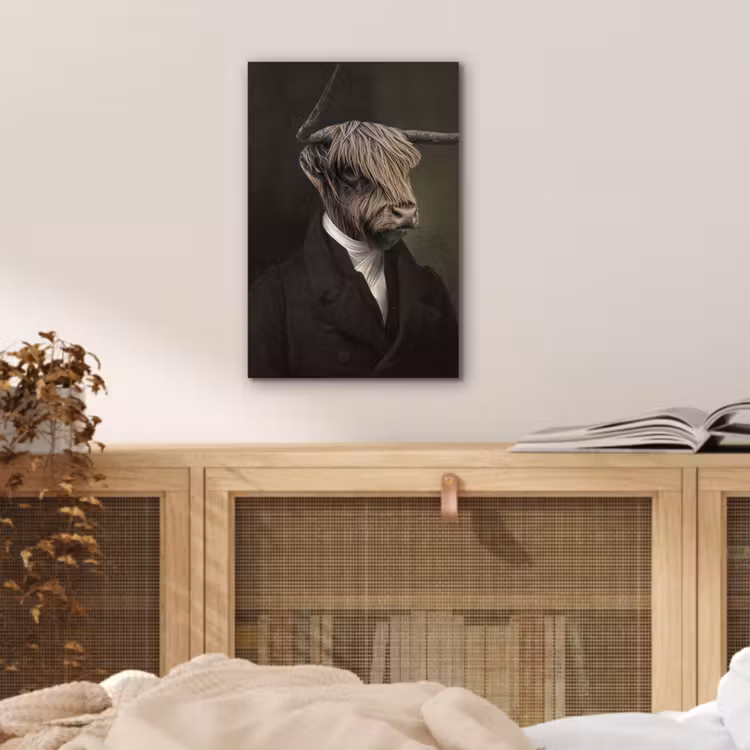 Oude Meesters - Schotse Hooglander - Dieren aluminium wit klein -sfeer3