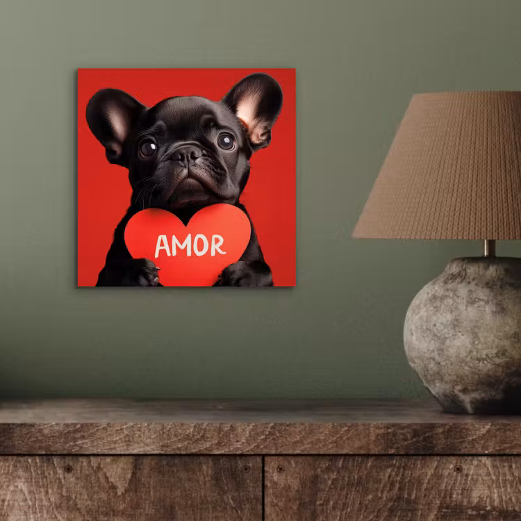 Amor - Hond - Hartje - Rood aluminium wit klein -sfeer2