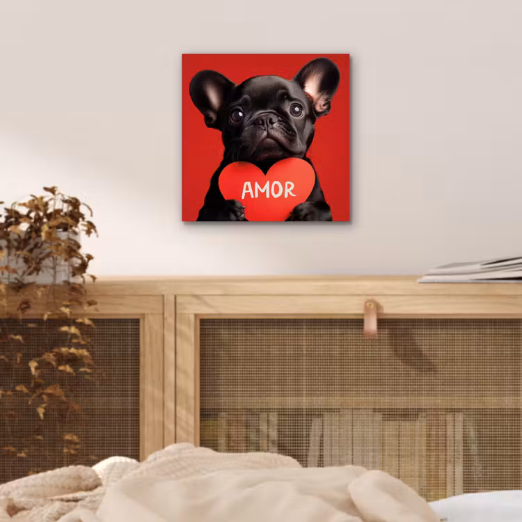 Amor - Hond - Hartje - Rood aluminium wit klein -sfeer3