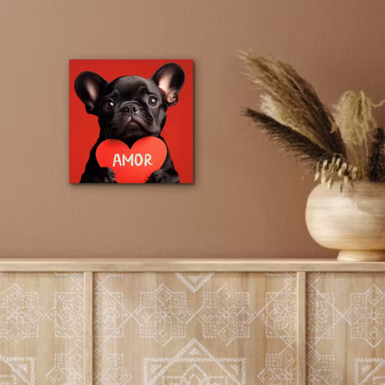Amor - Hond - Hartje - Rood aluminium wit klein -sfeer4