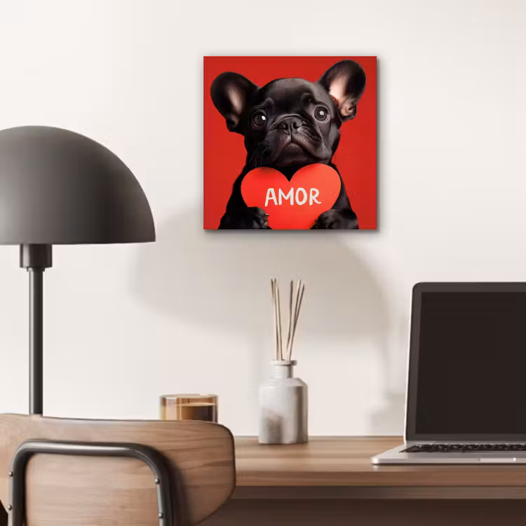 Amor - Hond - Hartje - Rood aluminium wit klein -sfeer5