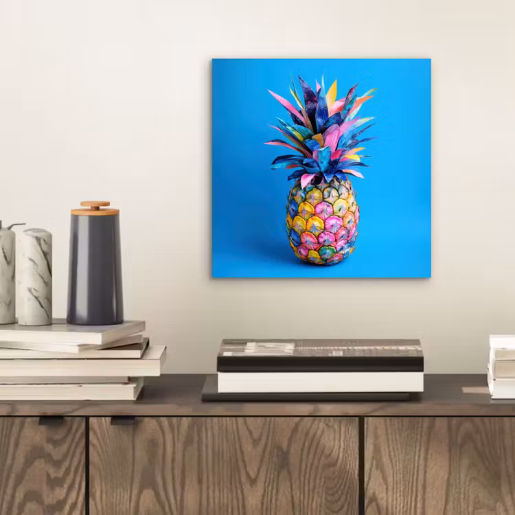 Ananas - Blauw - Tropisch - Vrolijk aluminium wit klein -sfeer1