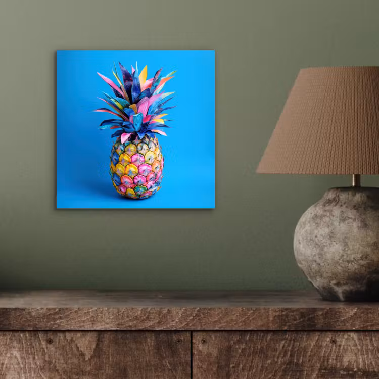 Ananas - Blauw - Tropisch - Vrolijk aluminium wit klein -sfeer2