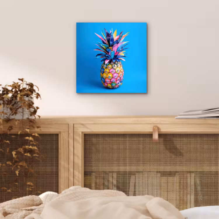 Ananas - Blauw - Tropisch - Vrolijk aluminium wit klein -sfeer3