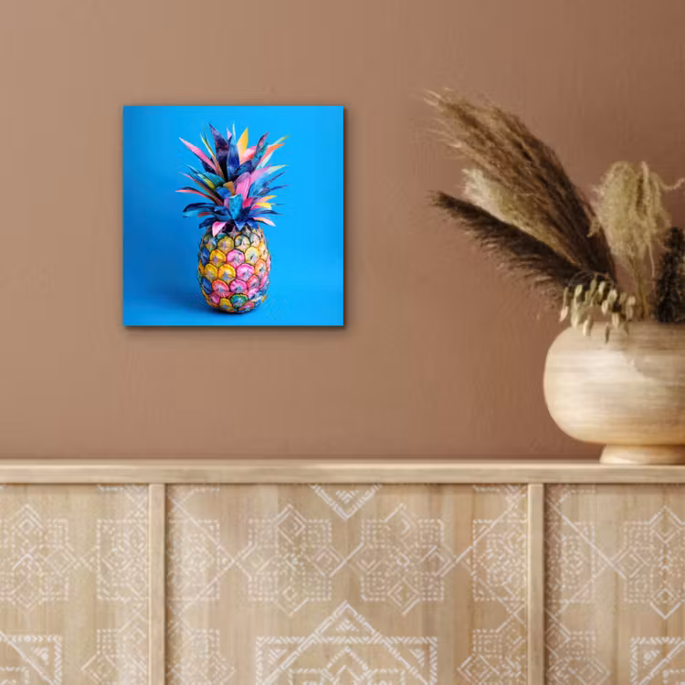 Ananas - Blauw - Tropisch - Vrolijk aluminium wit klein -sfeer4