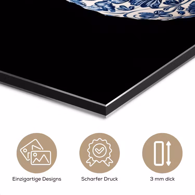 Ananas - Bloemen patroon - Goud - Delftsblauw aluminium wit klein -closeup_DE
