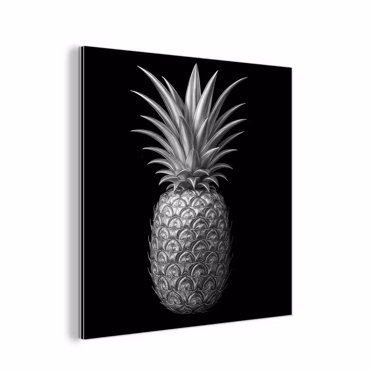 Ananas - Gedetailleerd - Bladeren aluminium wit klein -3d
