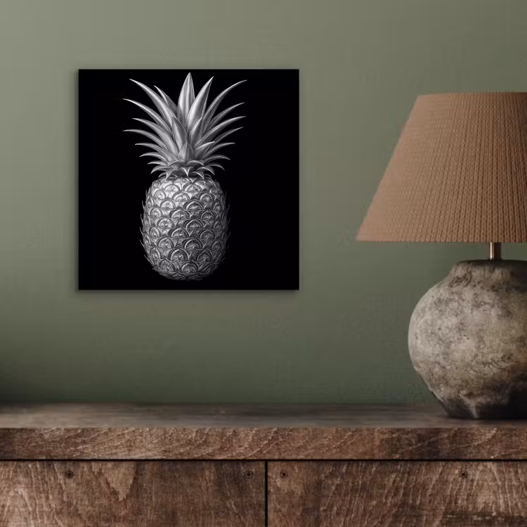 Ananas - Gedetailleerd - Bladeren aluminium wit klein -sfeer2