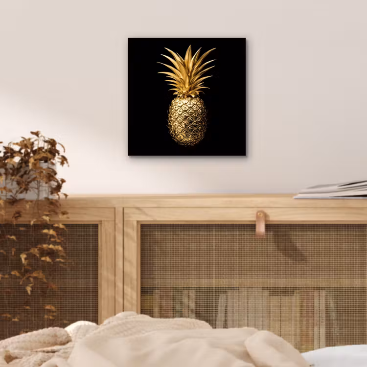 Ananas - Zwart - Goud - Luxe aluminium wit klein -sfeer3
