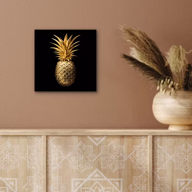 Ananas - Zwart - Goud - Luxe aluminium wit klein -sfeer4
