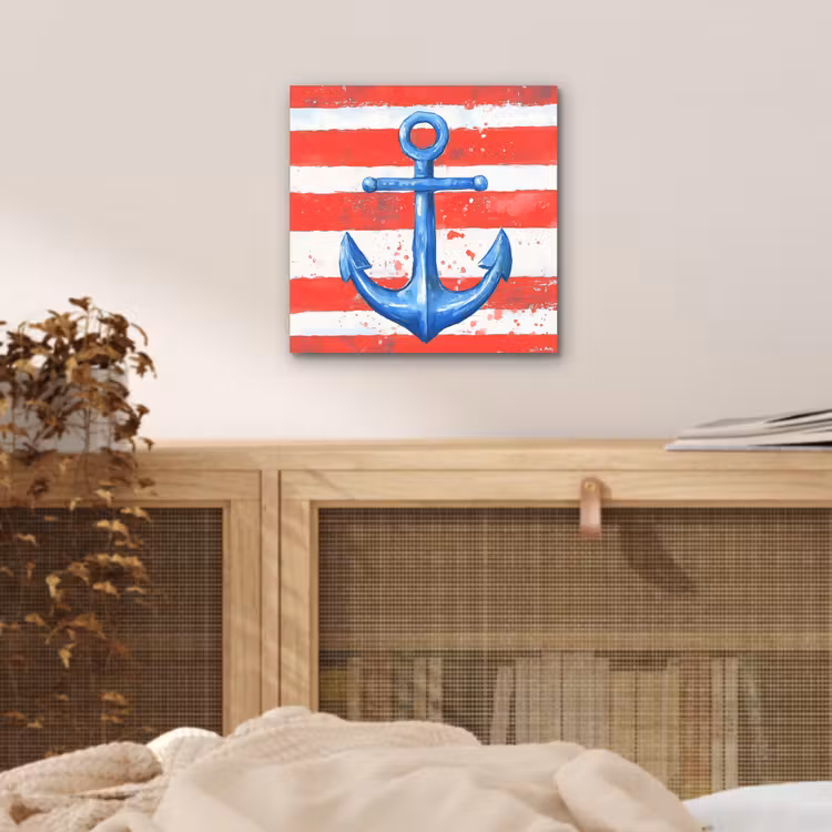 Anker - Verfspatten - Rood - Blauw aluminium wit klein -sfeer3