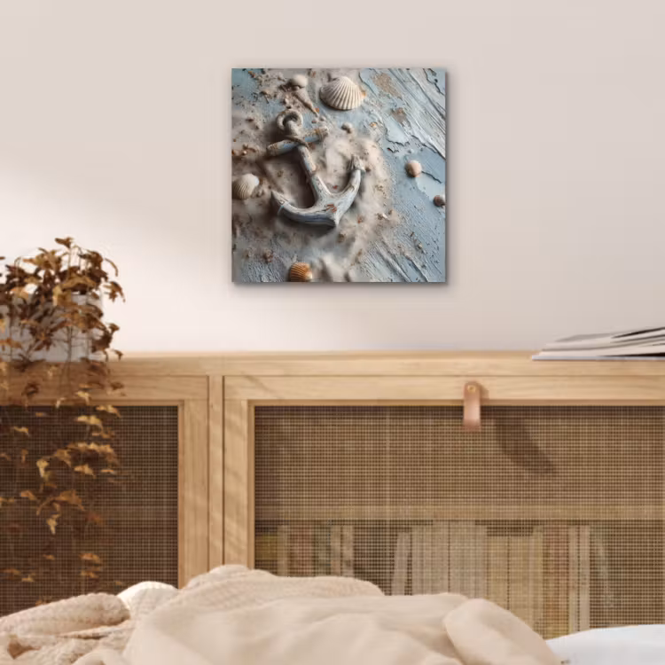 Anker - Hout - Schelpen - Zand aluminium wit klein -sfeer3