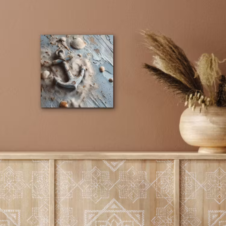 Anker - Hout - Schelpen - Zand aluminium wit klein -sfeer4