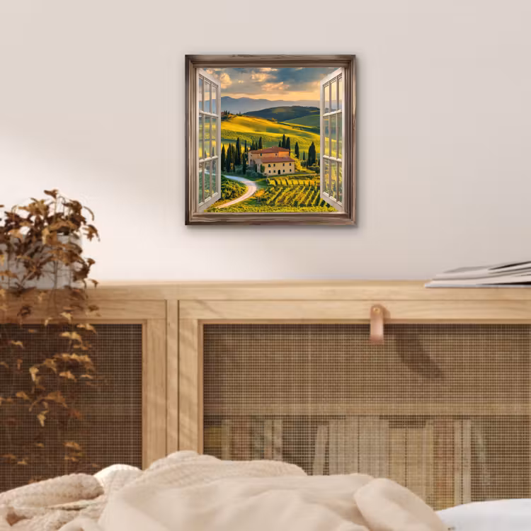 Doorkijk - Toscane - Uitzicht - Landschap - Zomer aluminium wit klein -sfeer3
