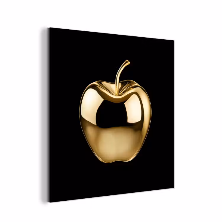 Appel - Goud - Chrome - Zwart aluminium wit klein -3d