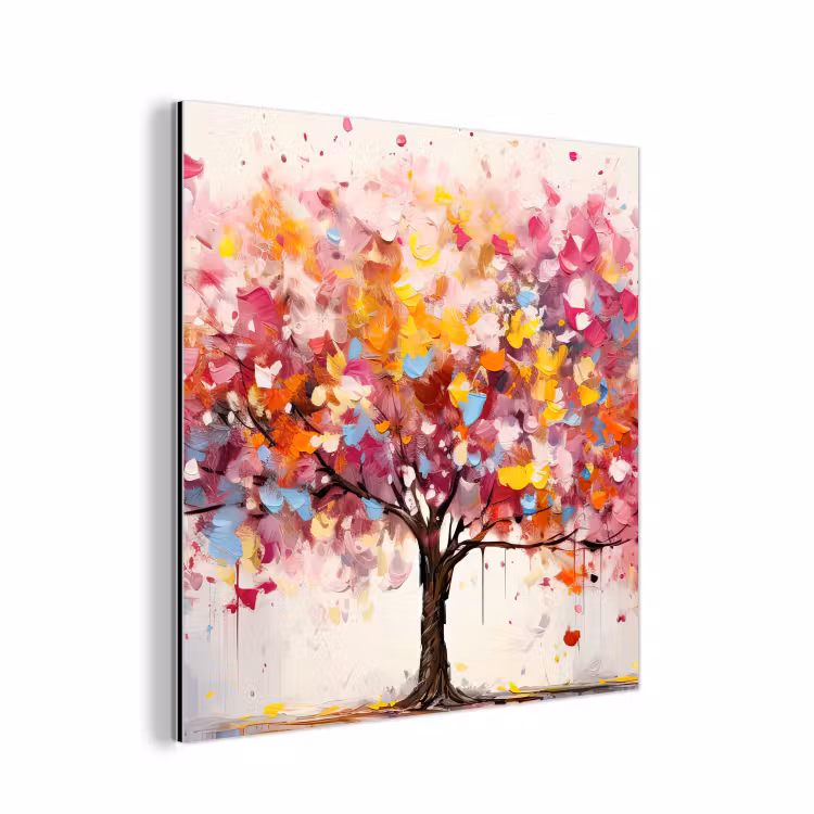 Aquarel - Boom - Kunst - Abstract aluminium wit klein -3d