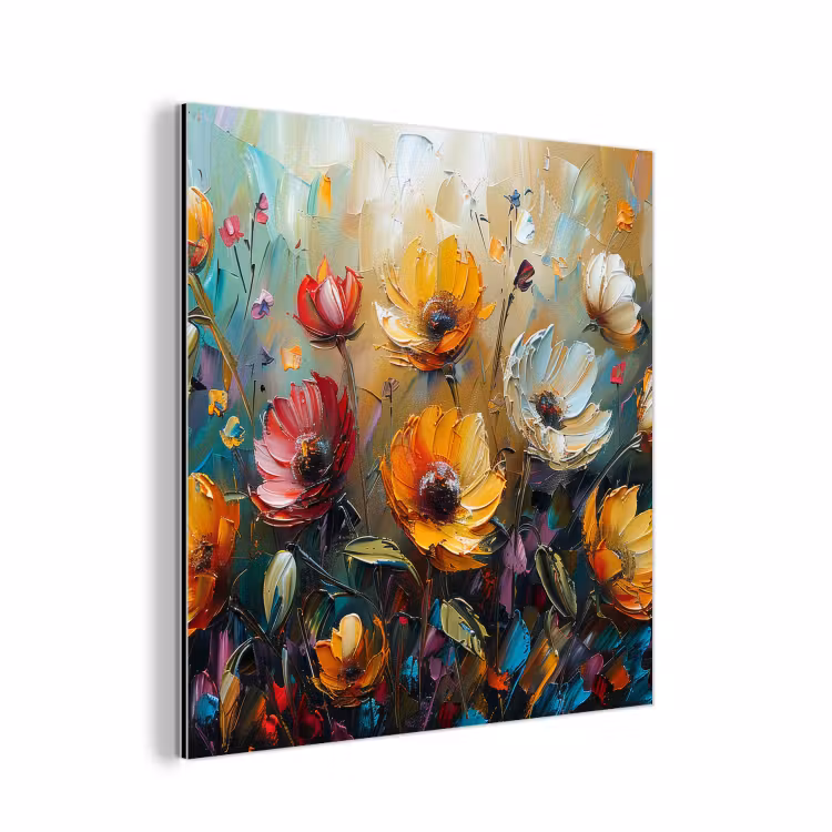 Watercolor - Bloemen - Kunst - Modern aluminium wit klein -3d