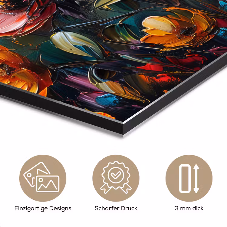 Watercolor - Bloemen - Kunst - Modern aluminium wit klein -closeup_DE