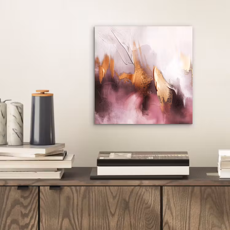 Watercolor - Goud - Roze - Abstract - Kunst aluminium wit klein -sfeer1